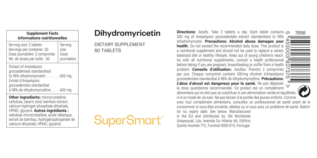 Dihydromyricetin supplement featuring 600 mg of pure Ampelopsis grossedentata extract per serving, expertly formulated to support liver health and reduce hangover effects. This powerful antioxidant promotes faster alcohol elimination, protects vital organs, and helps restore coordination and focus after drinking.