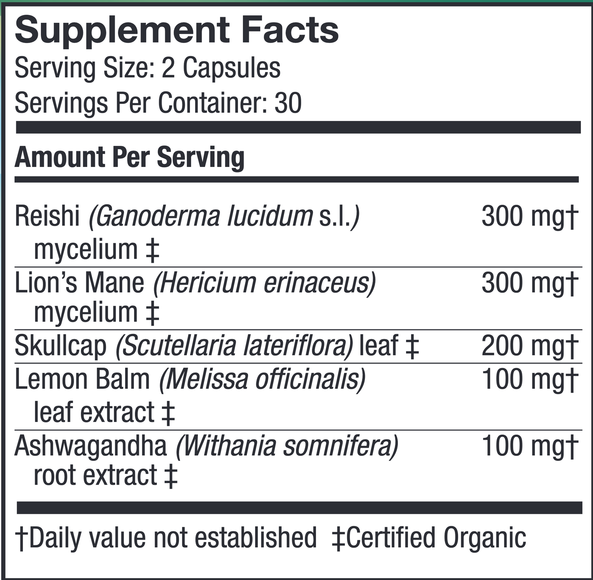 MycoBotanicals® Stress Decompress® supplement with a blend of mushrooms and herbs for stress relief and calmness.