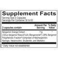 Supplement facts for Bergamot Pro, highlighting key ingredients and dosages for cardiovascular support, cholesterol regulation, and overall wellness.