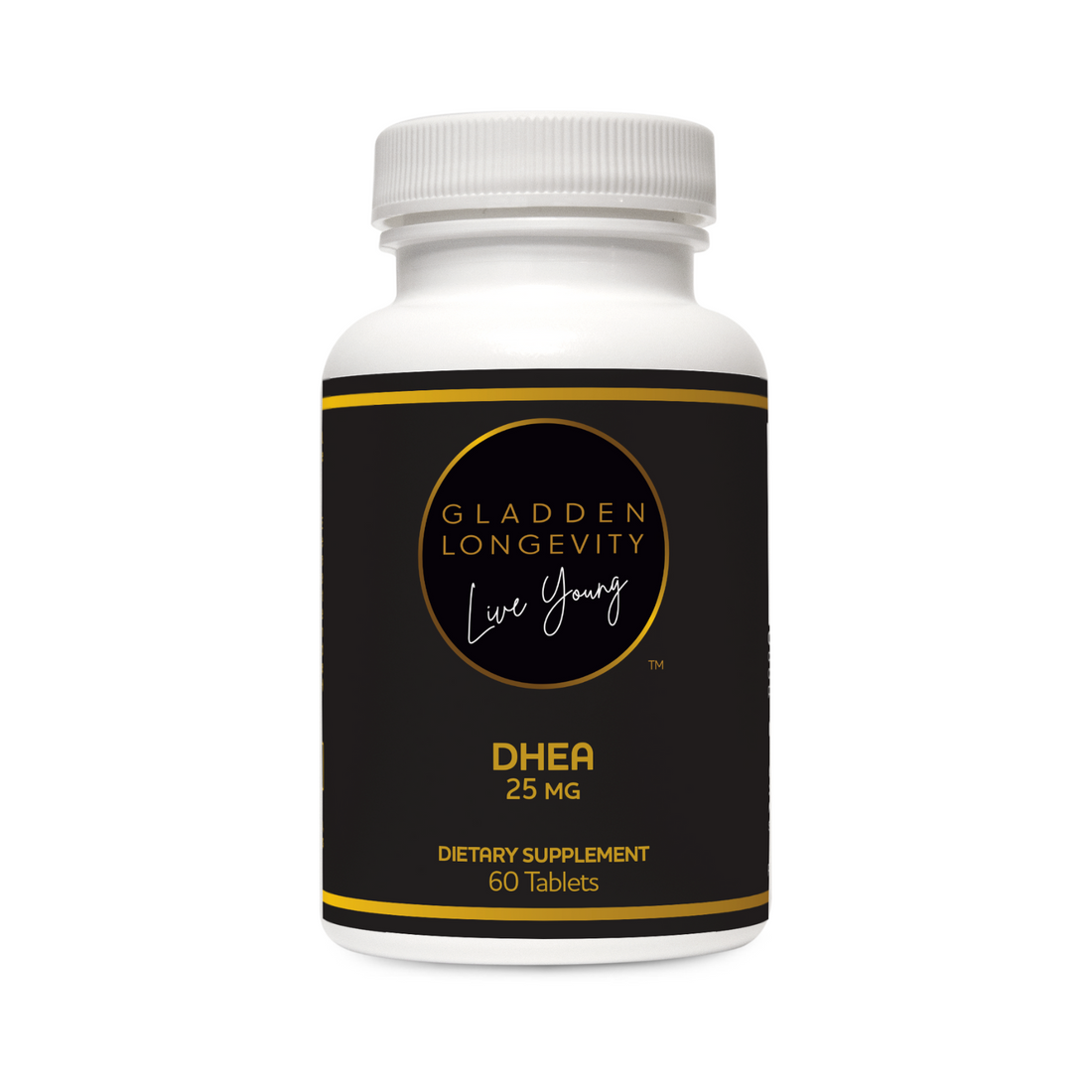 DHEA 25 mg supplement bottle, providing a balanced dose of DHEA to support hormone levels, energy, and overall vitality.