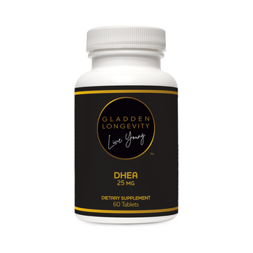 DHEA 25 mg supplement bottle, providing a balanced dose of DHEA to support hormone levels, energy, and overall vitality.