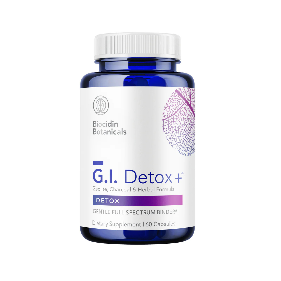 G.I. Detox+® dietary supplement featuring a unique blend of zeolite, activated charcoal, and natural ingredients designed to support detoxification by binding and clearing toxins, mold metabolites, and unwanted microbial byproducts. Promotes comfort during cleansing, reduces bloating and gas, and enhances mental clarity.