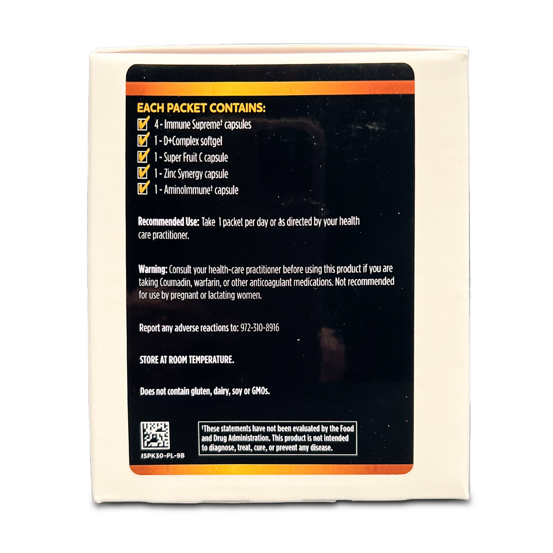 Optimmune Packs supplement package, designed to support immune function and overall health with a blend of vitamins, minerals, and antioxidants.