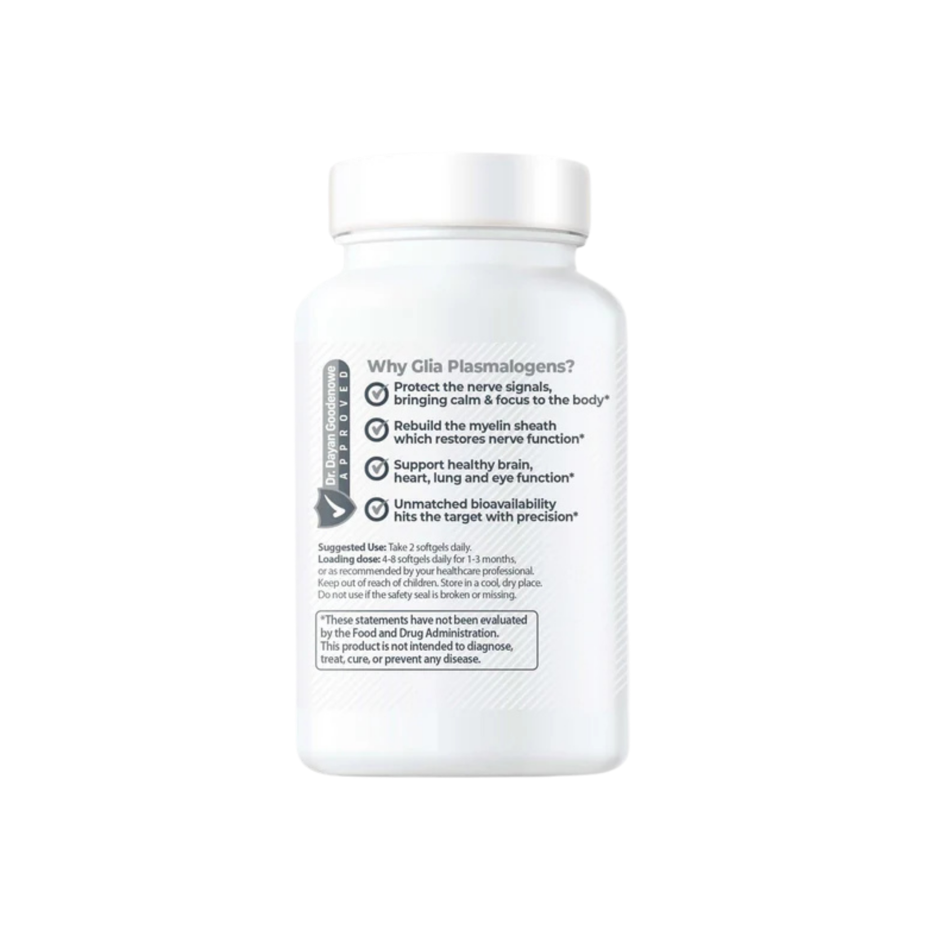 ProdromeGLIA™ omega-9 plasmalogen precursor supplement designed for neurological support, featuring a patented formula to restore brain white matter and myelin while preventing neurodegeneration.