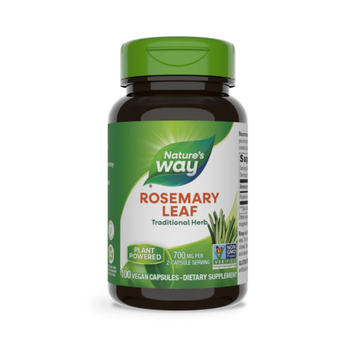 Rosemary Leaves 100 capsules, providing 700mg of rosemary per serving, traditionally used to support memory and clarity of thought, free from sugar, gluten, and artificial additives.