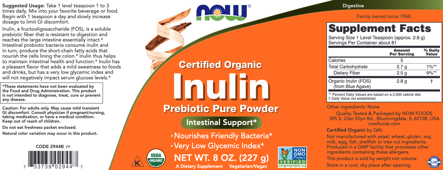 Inulin Prebiotic Pure Powder 8 oz