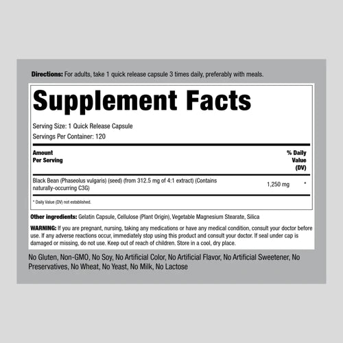 Black Bean Extract C3G, 120 Quick Release Capsules