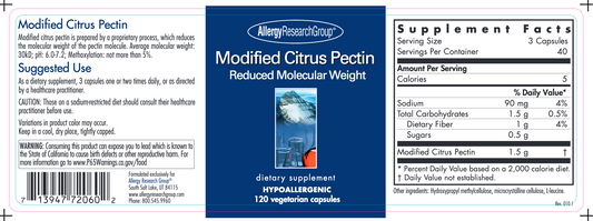 Modified Citrus Pectin 120 vcaps