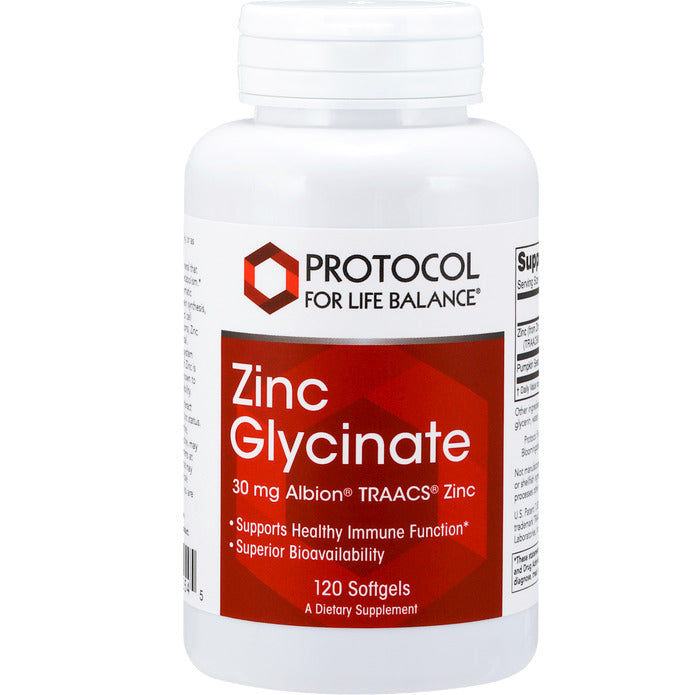 Zinc Glycinate 120 ct softgels, designed for superior absorption and bioavailability, supporting immune, skeletal, and neurological health.