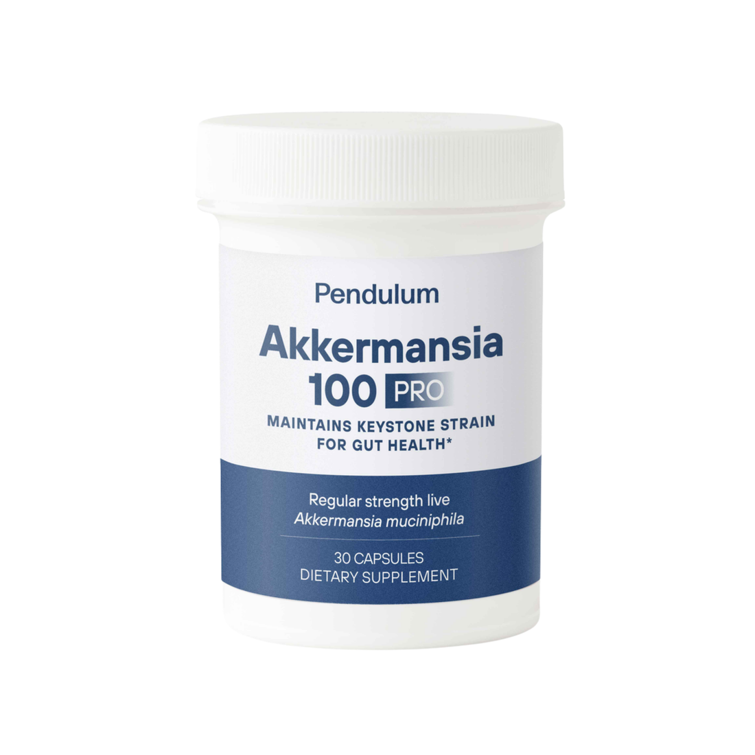 Bottle of Akkermansia 100 Pro probiotic supplement – supports gut health and microbiome balance
