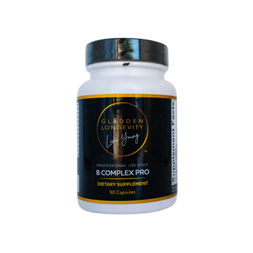 B Complex Pro supplement bottle, providing a high-quality blend of essential B vitamins to support energy, metabolism, and overall wellness.