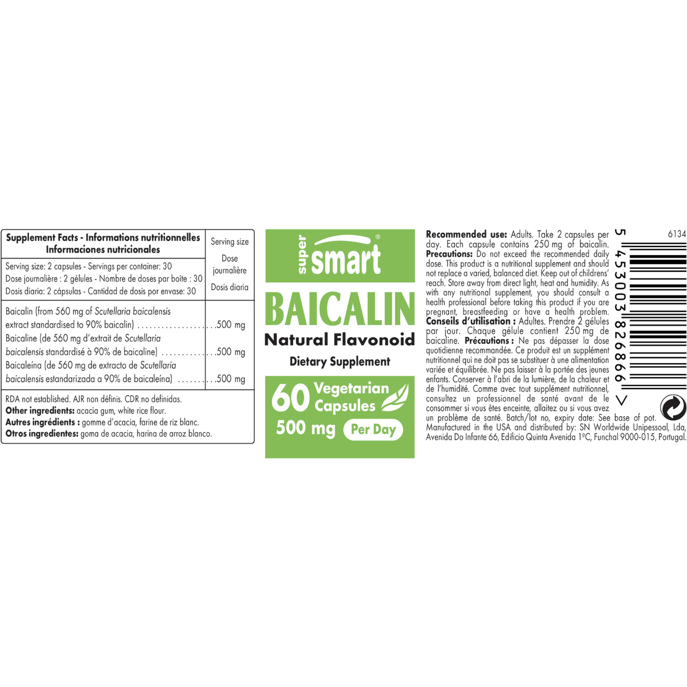 Baicalin supplement bottle – potent antioxidant and anti-inflammatory formula for immune support, promoting overall health and wellness.