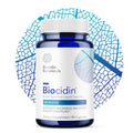 Biocidin® Broad-Spectrum Liquid Capsules with 18 organic botanical extracts for gut health support, detoxification, and improved vitality, featuring a label design showcasing key benefits.