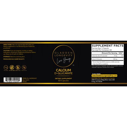 A supplement containing calcium and D-glucaric acid, commonly used for detoxification and supporting liver function. It helps to reduce the levels of toxins and estrogens in the body by promoting the natural detoxification processes. Typically found in tablet or capsule form.