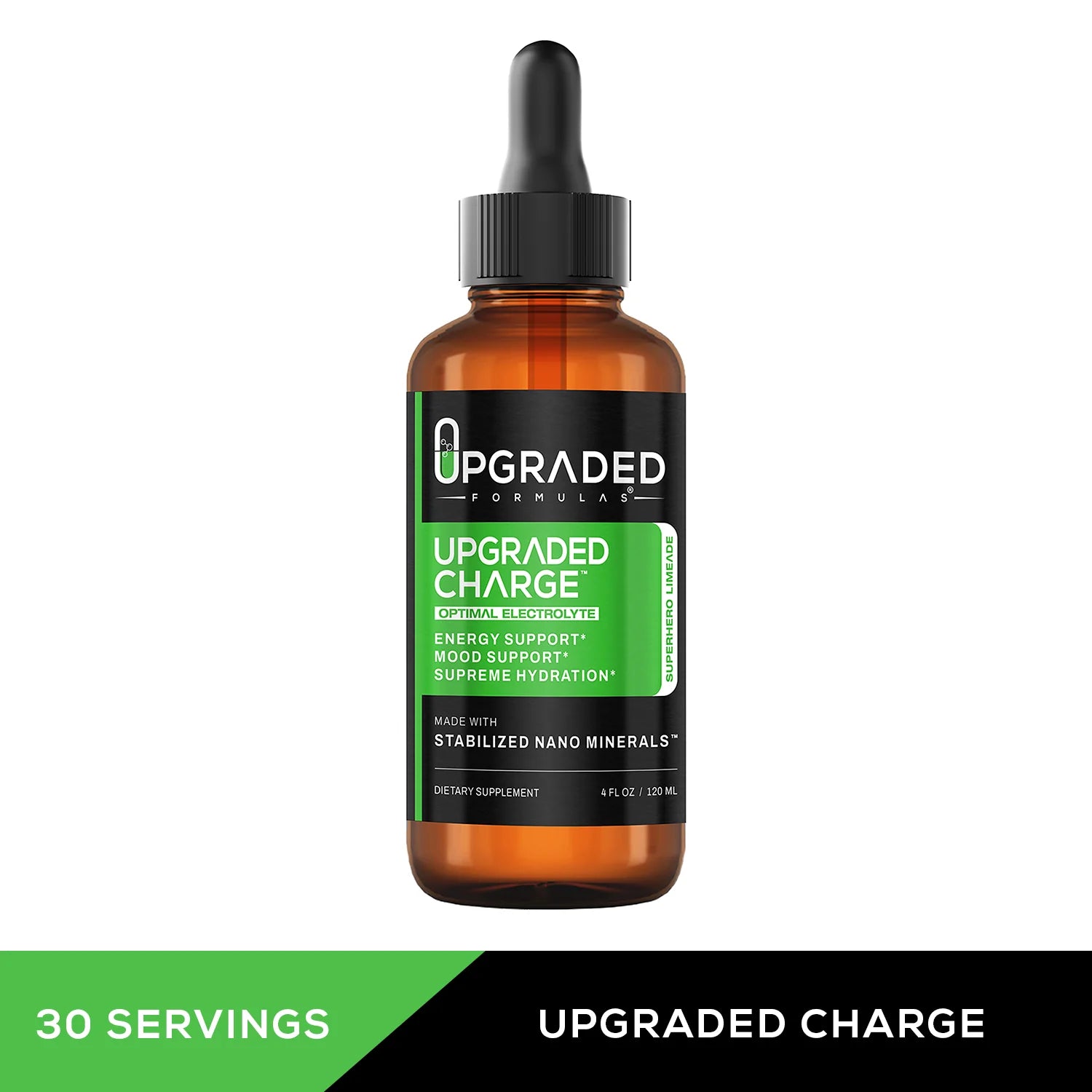 Upgraded Charge Optimal Electrolyte Blend 4 fl oz, featuring a powerful mineral blend for improved mood and energy, utilizing advanced Nano Mineral Technology for enhanced absorption.