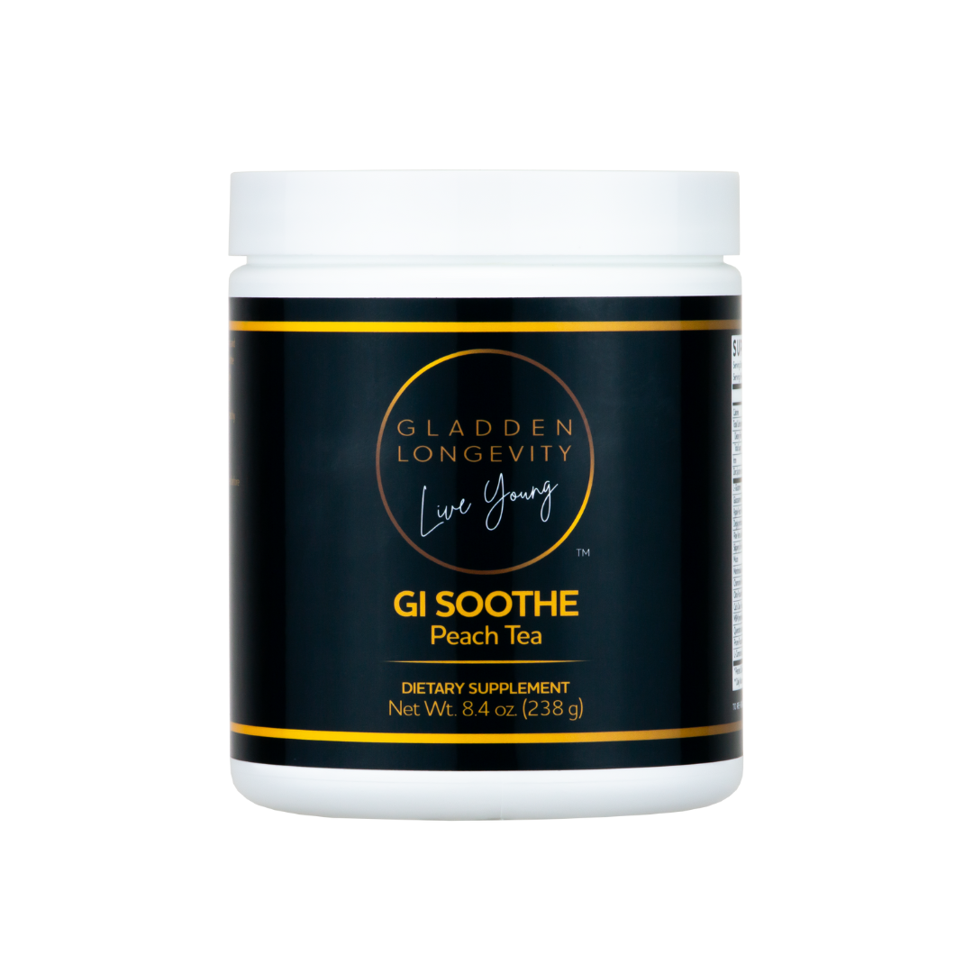 GI Soothe Peach Tea Powder supplement for digestive comfort and soothing relief.