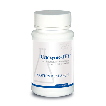 Cytozyme-THY™ supplement featuring neonatal thymus concentrate (bovine) combined with antioxidant enzymes superoxide dismutase (SOD) and catalase. This formula is designed to support immune system development and T cell maturation.