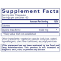 Supplement facts for Glycine, featuring ingredients to support restful sleep, recovery, and health