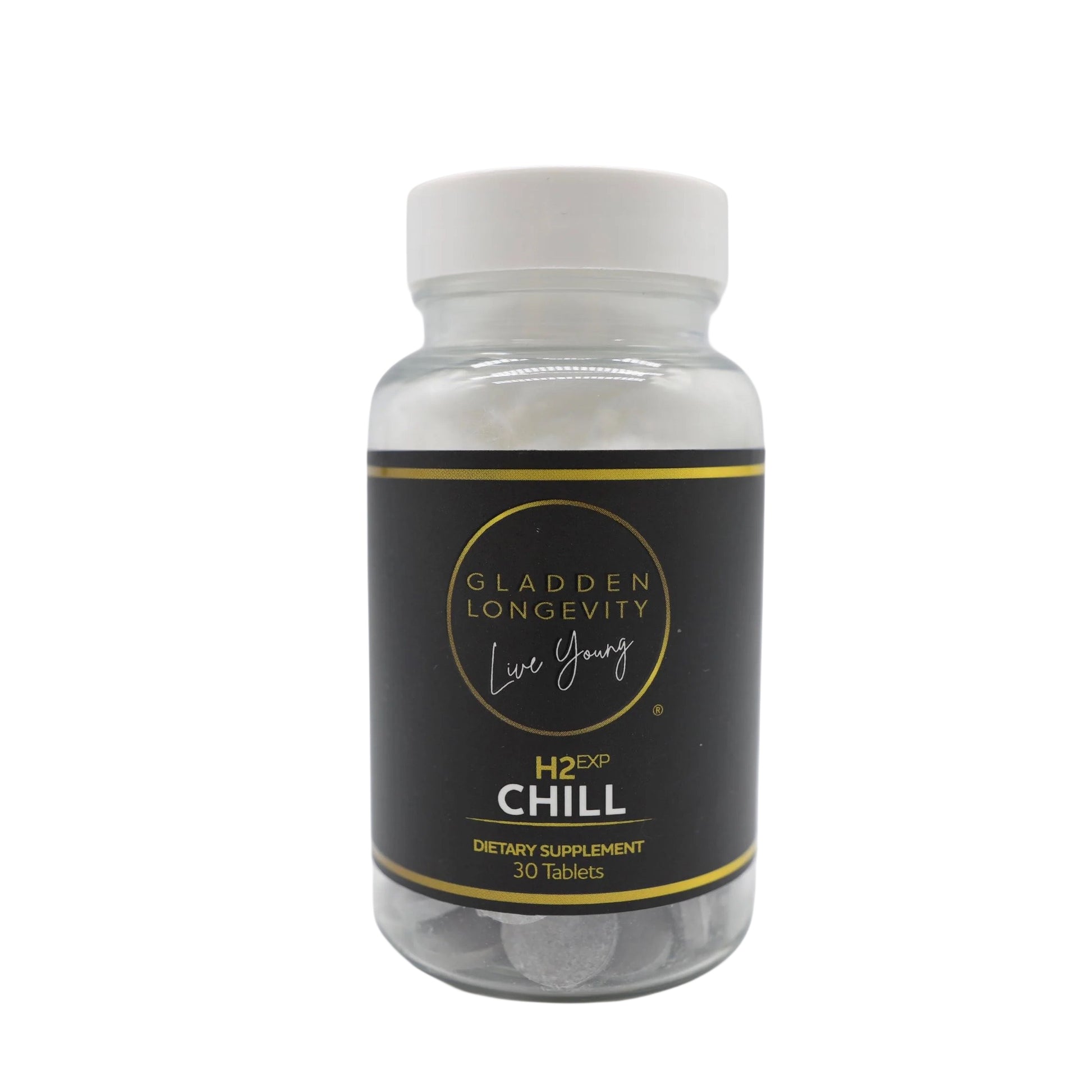 H2 Chill Molecular Hydrogen product designed to promote tranquility and mental clarity. Infused with bioenergetic information for enhanced effectiveness, this antioxidant-rich solution helps reduce stress and supports brain health. Easy to use—drop a tablet in water for a quick, refreshing drink that dissolves in less than two minutes.