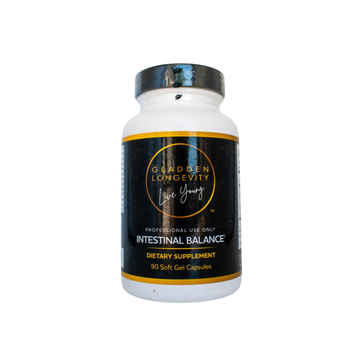 Intestinal Balance supplement bottle, formulated to support gut health, balance digestive flora, and promote a healthy intestinal environment with natural ingredients.