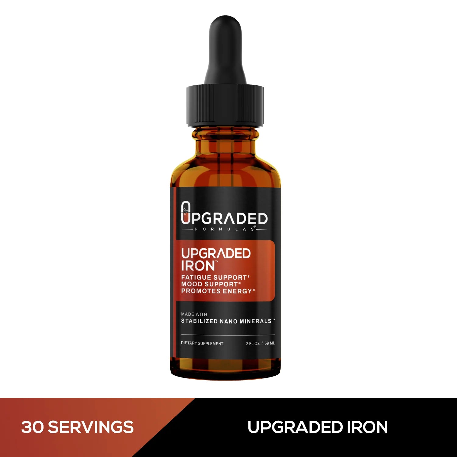 Upgraded Iron 2 fl oz, featuring a high-absorption iron supplement designed to combat deficiency and boost energy levels with advanced Nano Mineral Technology.