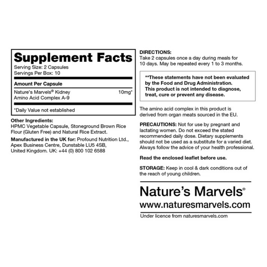 Nature’s Marvels™ Kidney Bioregulator supplement with amino acid complex to support kidney function, healthy uric acid and urea levels, and overall renal wellness