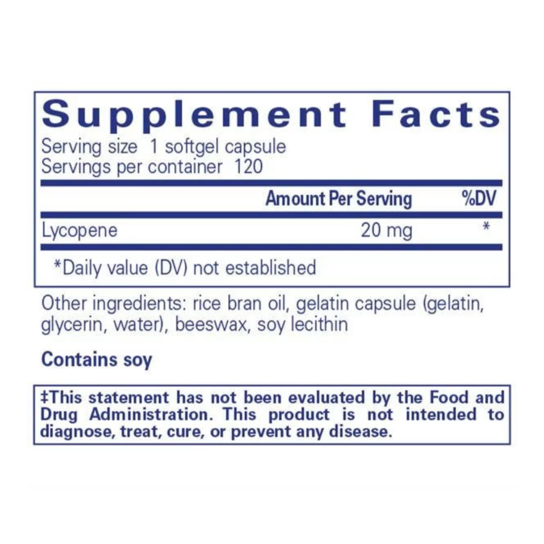 Lycopene dietary supplement made from tomato extract, offering antioxidant support for prostate, cardiovascular, and cellular health.
