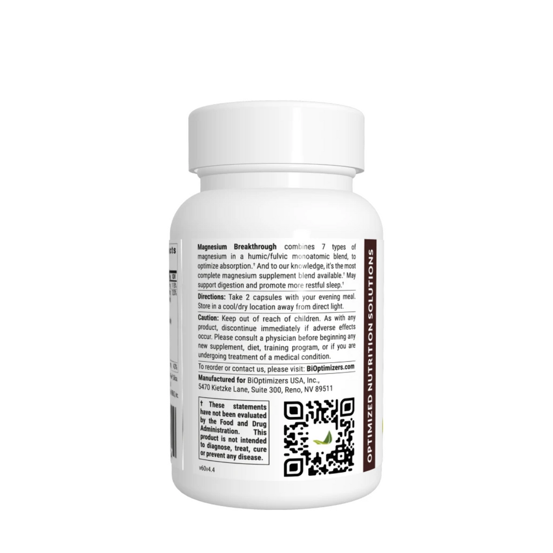 Magnesium Breakthrough 60ct bottle for enhanced relaxation and sleep support.