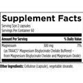 Supplement facts for Magnesium Glycinate Pro 120ct, showcasing key ingredients and dosage details.
