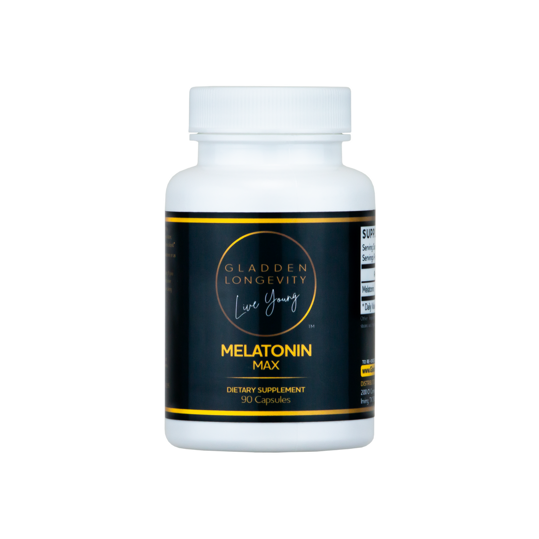 Melatonin Max supplement bottle, a high-potency formula designed to support restful sleep, improve sleep quality, and promote relaxation with melatonin.