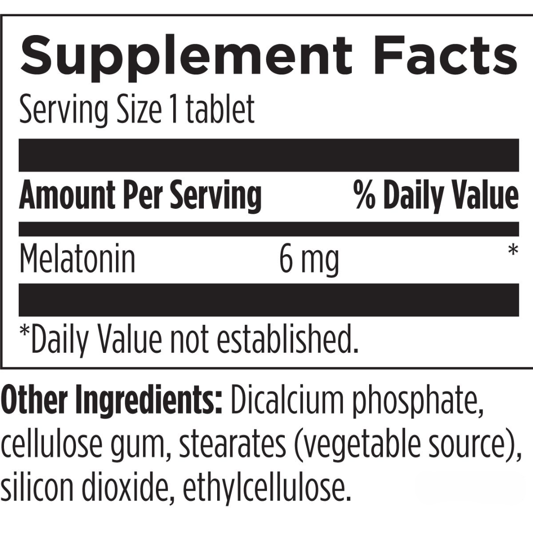 Melatonin Sustained release supplement for improved sleep and relaxation.