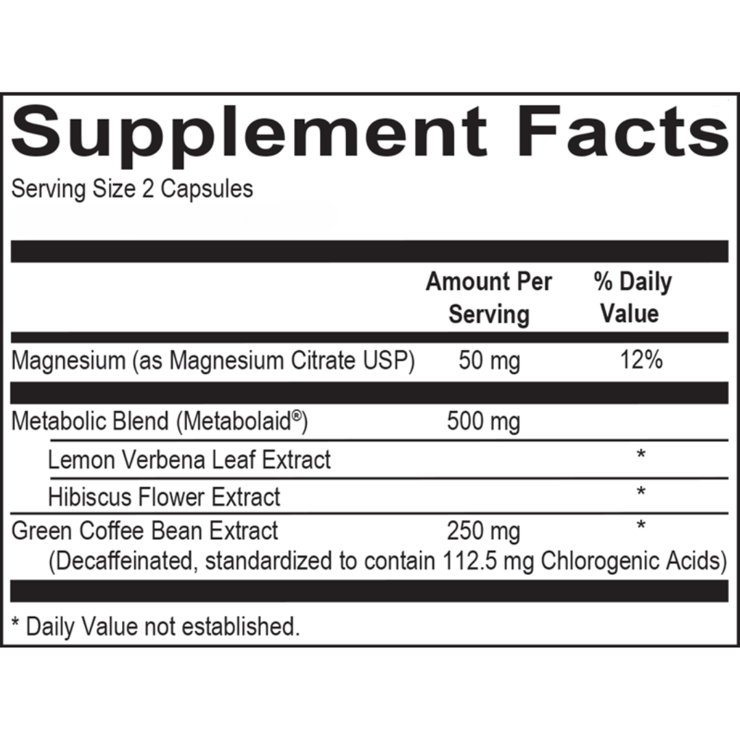 Supplement facts for Meta-Burn Pro, a metabolism-boosting fat burner supplement.