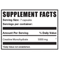 Supplement facts for Creatine Monohydrate Powder, offering a simple and powerful formula to support athletic performance.