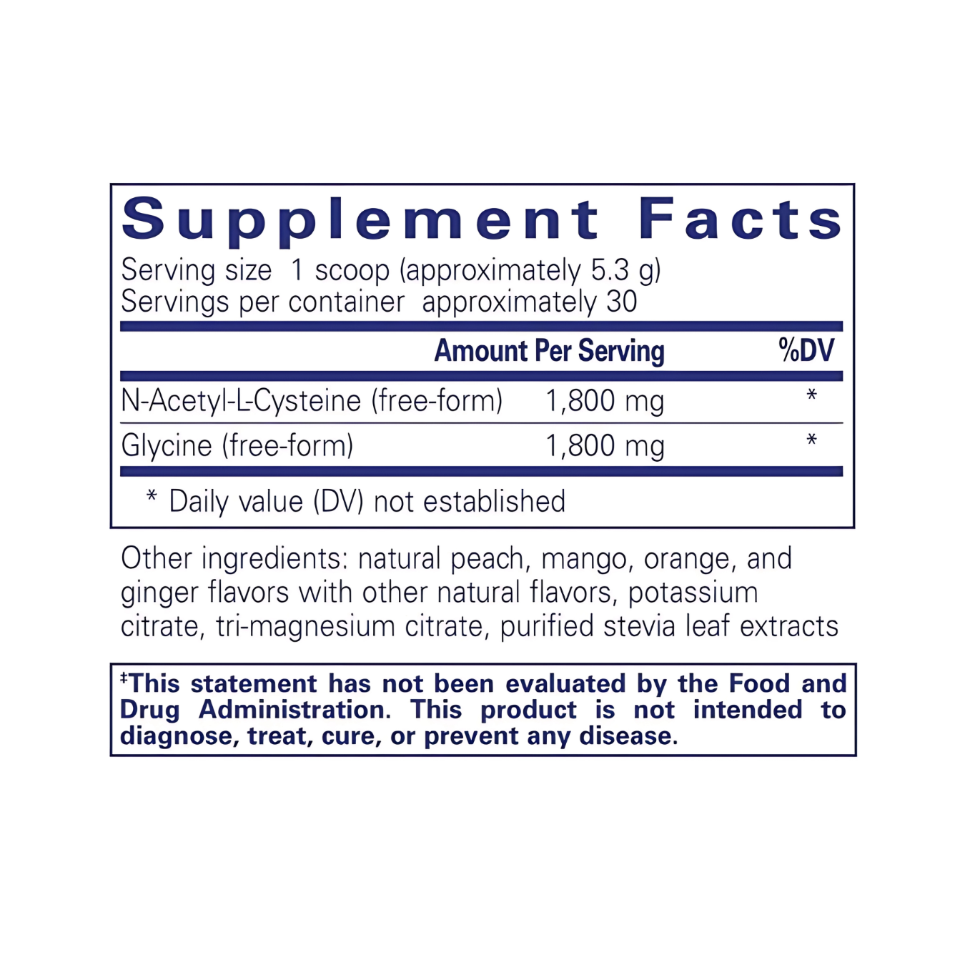 Supplement Facts for NAC + Glycine Powder - N-Acetyl-L-Cysteine & Glycine for Antioxidant Support