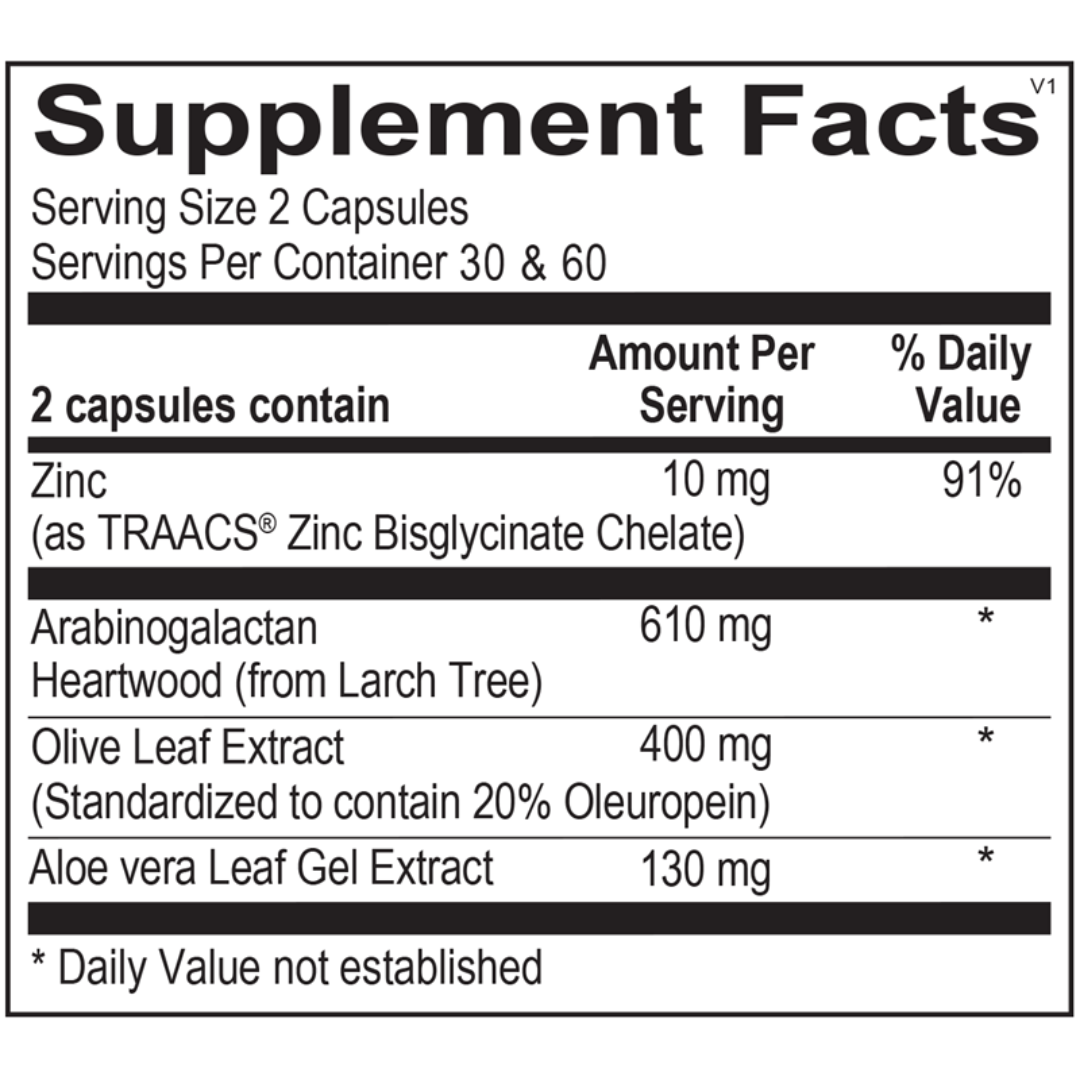 Supplement facts for NK Cell Immune Boost, a supplement for boosting immune function and promoting cellular defense.