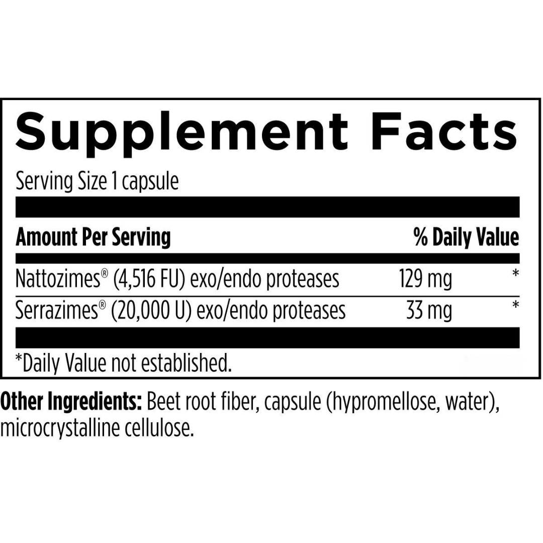 Supplement facts for Nattokinase Pro, featuring ingredients to support healthy circulation and heart function