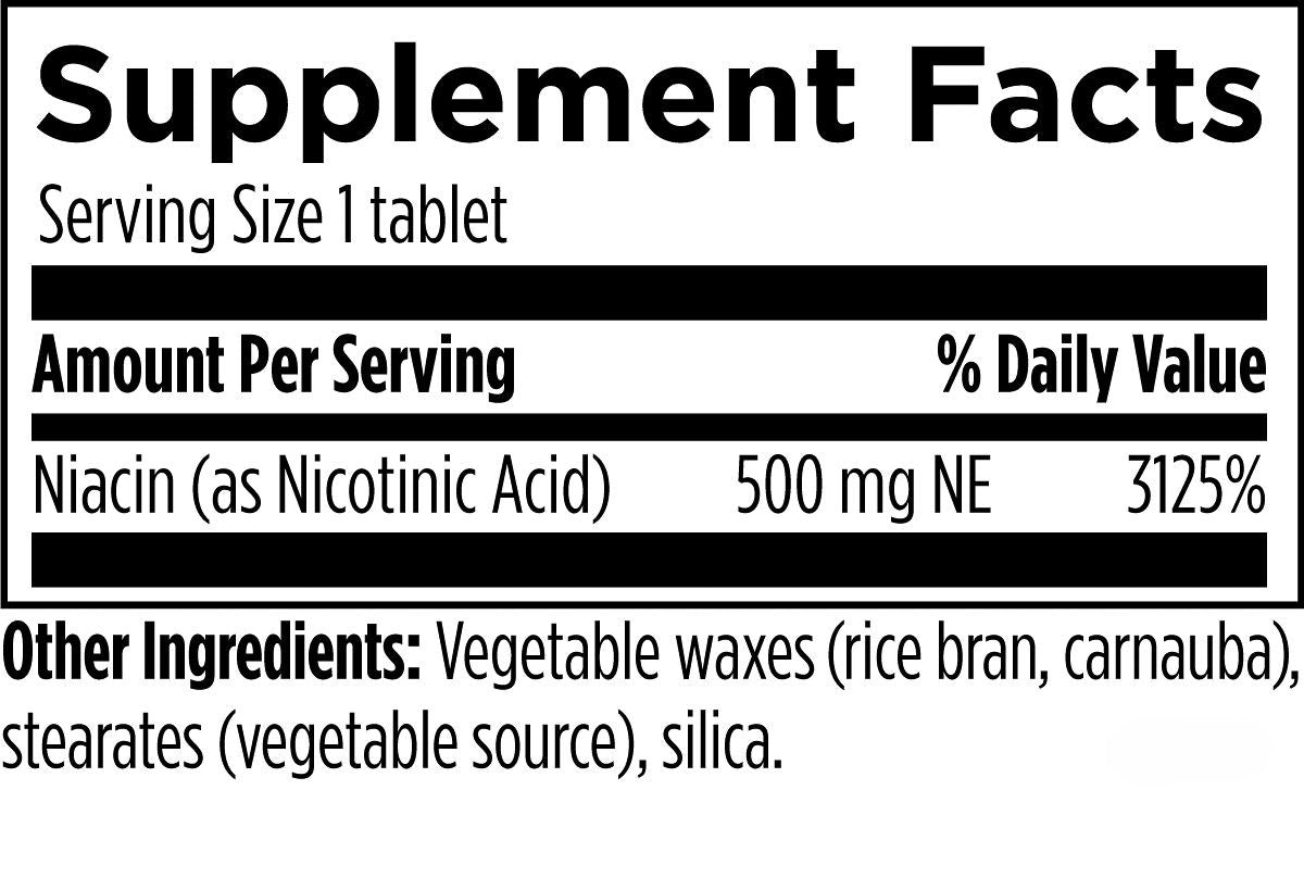 Niacin SR 500mg, 60 sustained-release tablets for cardiovascular and lipid support.