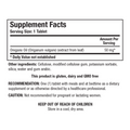 Supplement facts for Oregano SR, a slow-release supplement for immune and digestive support.