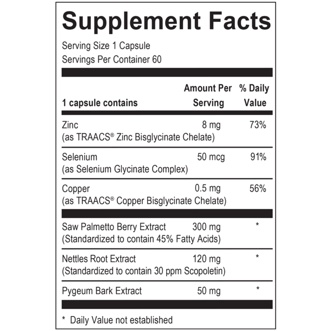 Supplement facts for Prostate Protect Pro, a dietary supplement for prostate and urinary health.