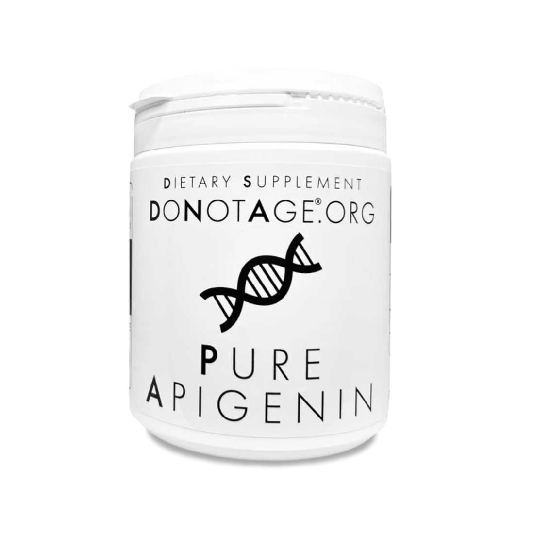 Apigenin supplement featuring 250 mg of pure apigenin in a vegetable cellulose capsule, known for boosting NAD+ levels, anti-inflammatory properties, and neuroprotective effects.