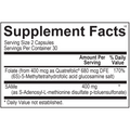 Supplement facts for SAMe, a supplement for enhancing mood, joint flexibility, and liver detoxification.