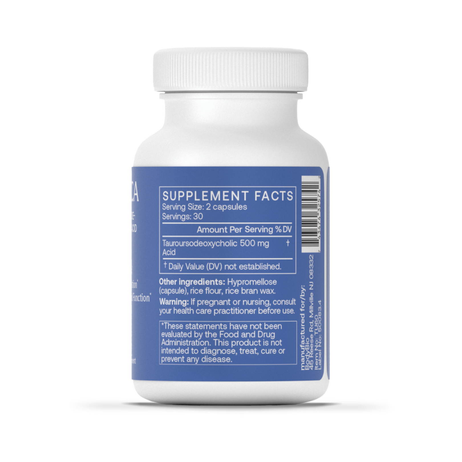 TUDCA supplement in vegan-friendly capsules for cellular resilience and gallbladder wellness support.