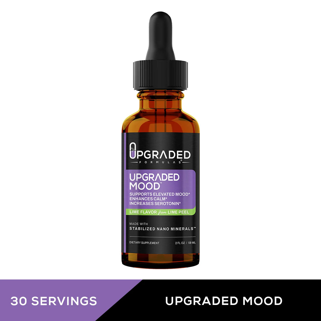 Upgraded Mood 2 fl oz supplement featuring a blend of micronutrients for enhanced mood and relaxation, utilizing advanced Nano Particle Technology for maximum absorption.