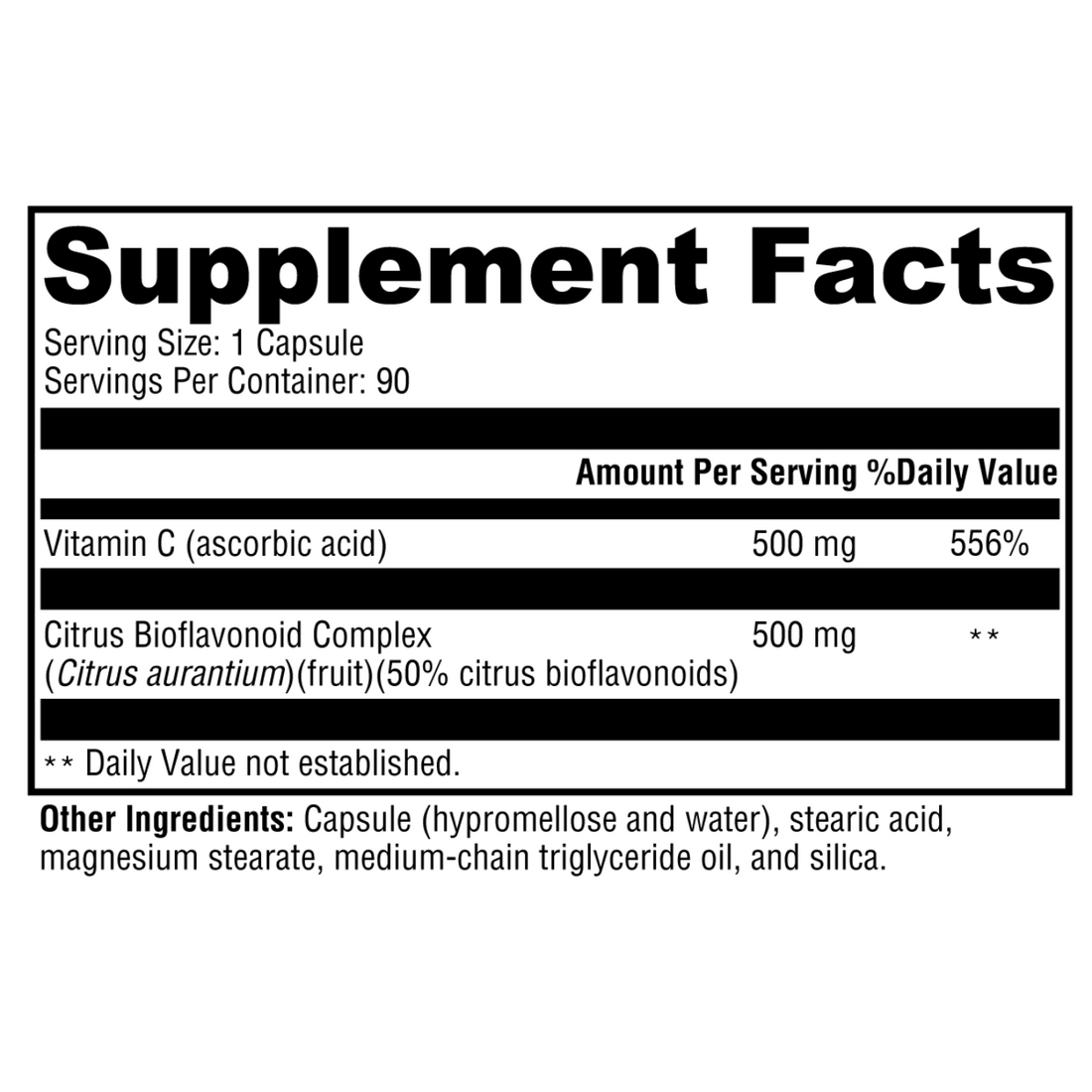 Vitamin C + Flavonoids supplement bottle – powerful antioxidant blend for immune support, skin health, and overall wellness with enhanced absorption.