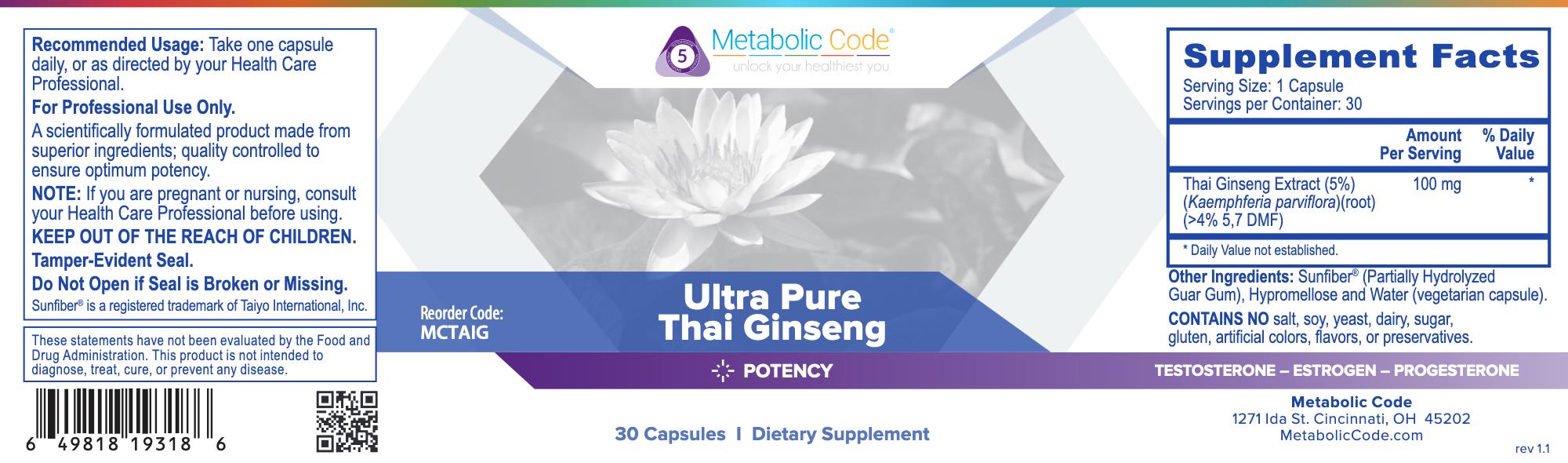 Ultra Pure Thai Ginseng 30 caps