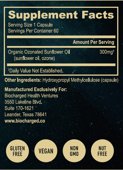 Advanced detox & gut health  Charged Ozonated Oil supports your body on a cellular level by introducing ozonides which cause a hormetic response to supercharge your body’s mitochondria at a fast rate. Thus supporting cellular regeneration and detoxification. Additionally, the ozonides promote gut health. Properly balanced gut flora aids in weight management and metabolic support.  Since COO strengthens cells at a micro level it helps support your body’s immune health.