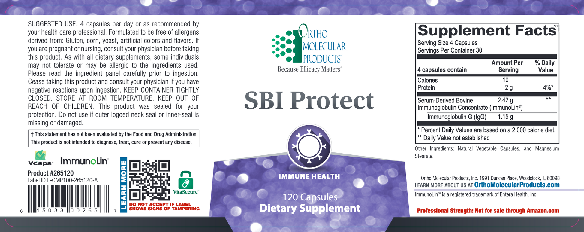 SBI Protect 120 capsules, a dairy-free immunoglobulin G supplement supporting gut health and immune system function.