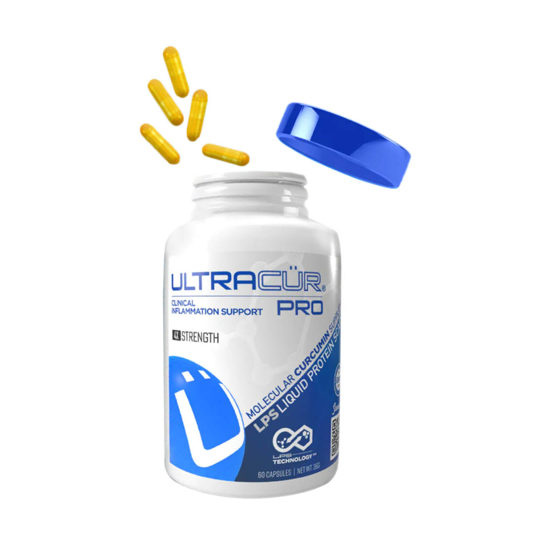 UltraCur Pro 120 capsules for clinical strength inflammation support, featuring a patented N-Acetyl Cysteine-Curcumin complex.