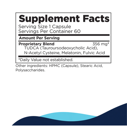 Supplement Facts
TUDCA (Tauroursodeoxycholic acid) is a water-soluble bile acid and liver helper.